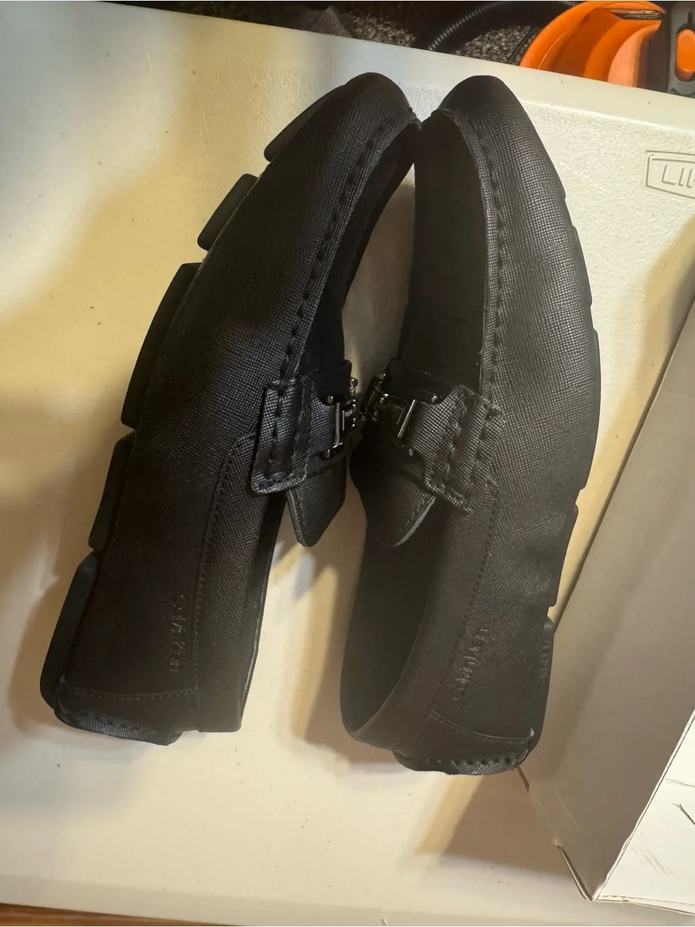 Calvin Klein Black Men’s Slip-On Loafers with Metal Bit
